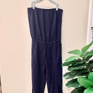 Supply & Demand navy split leg strapless jumpsuit